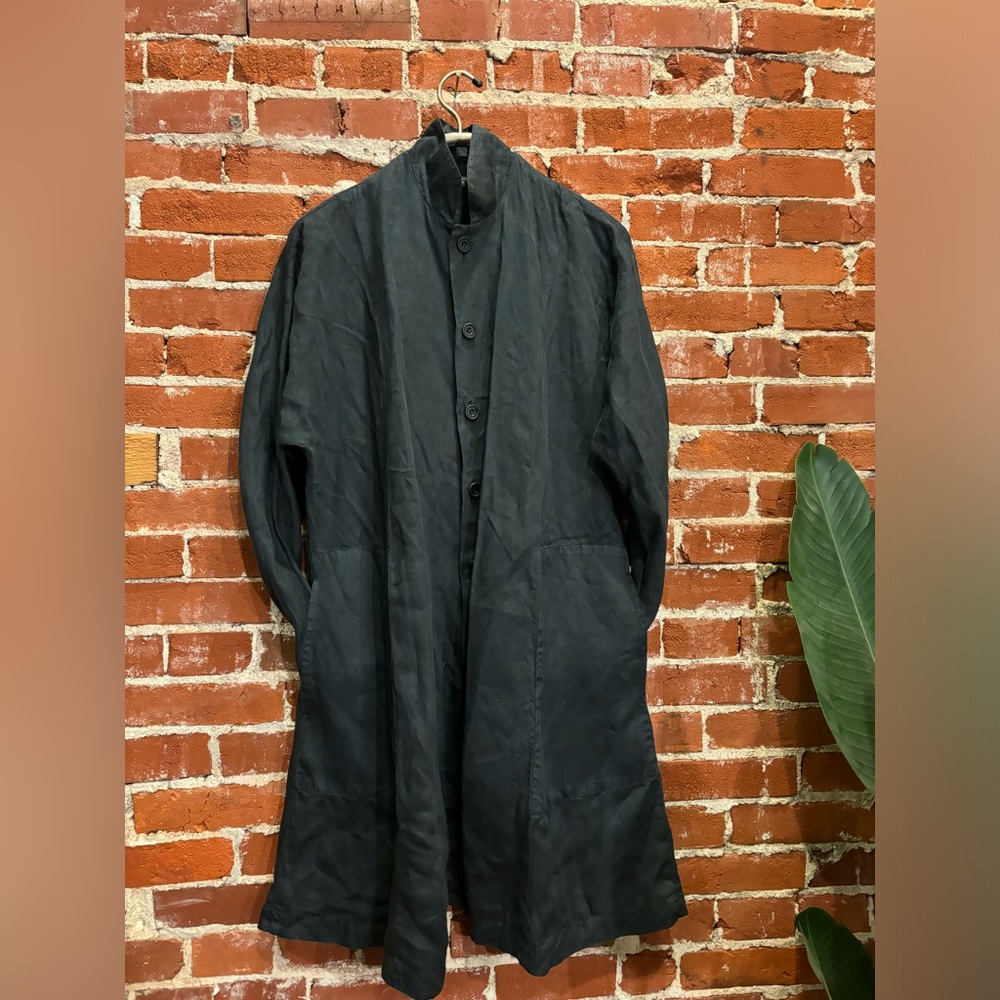 Eskandar Sz 1 Charcoal Heavy-Weight Linen Empress Persian Dress / Coat Jacket